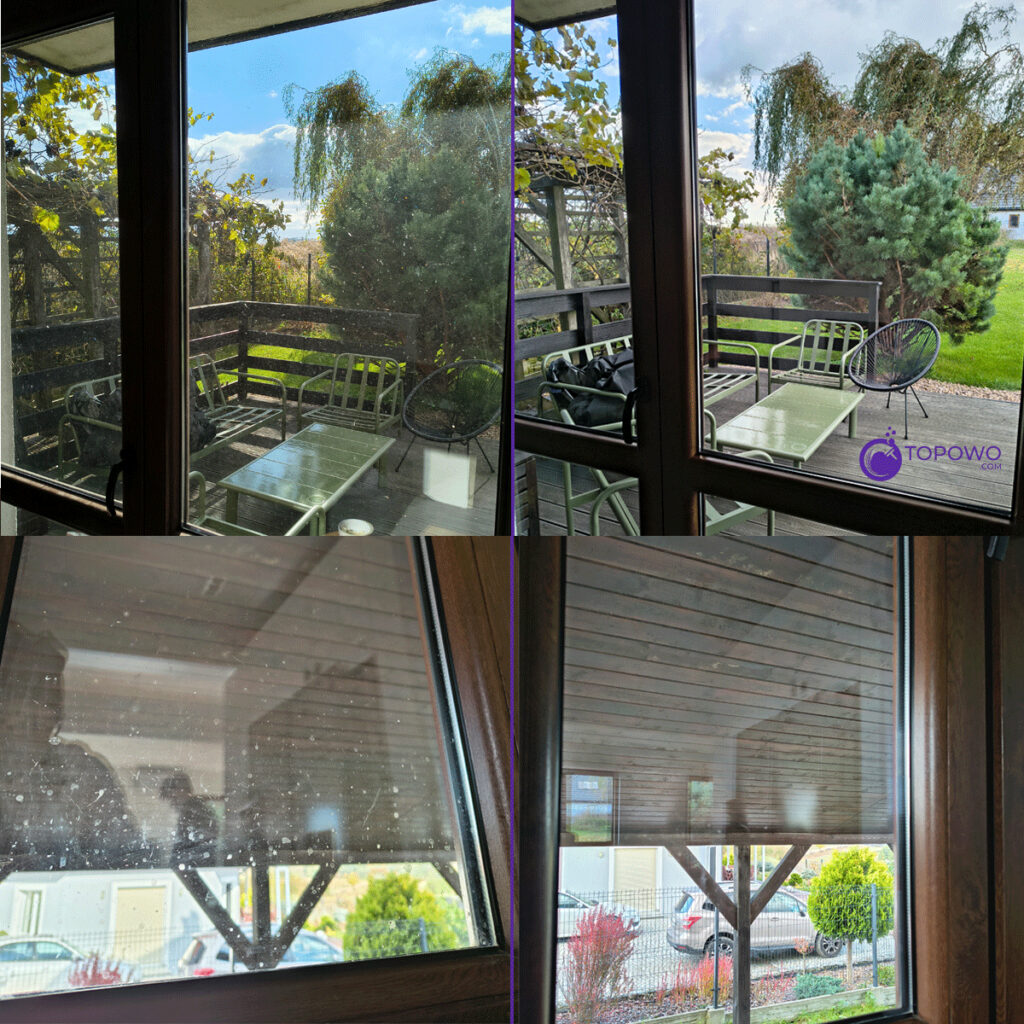 okna przed i po profesjonalnym myciu